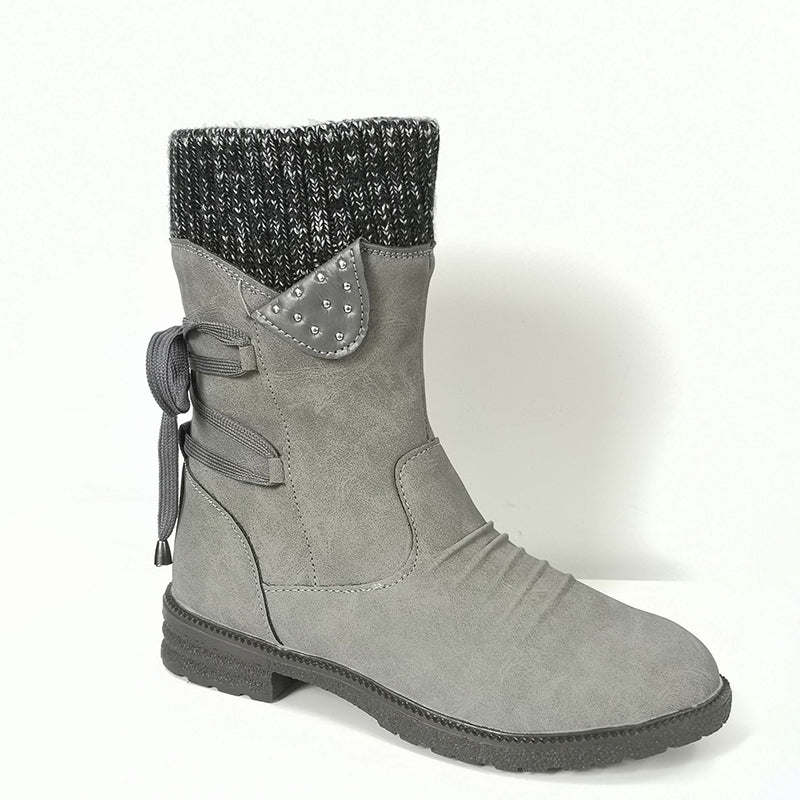 HelloBoots koe leer met hoge top winter laarzen