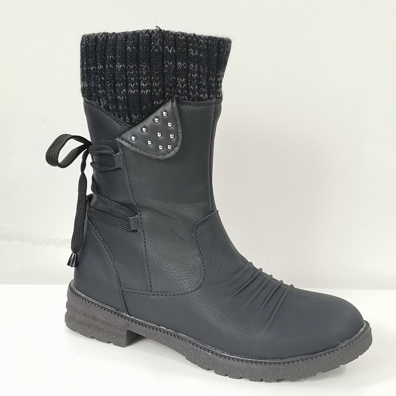 HelloBoots koe leer met hoge top winter laarzen