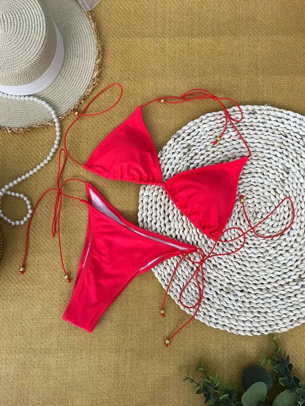 ByVera rode micro eenvoudig ademende brazilian bikini