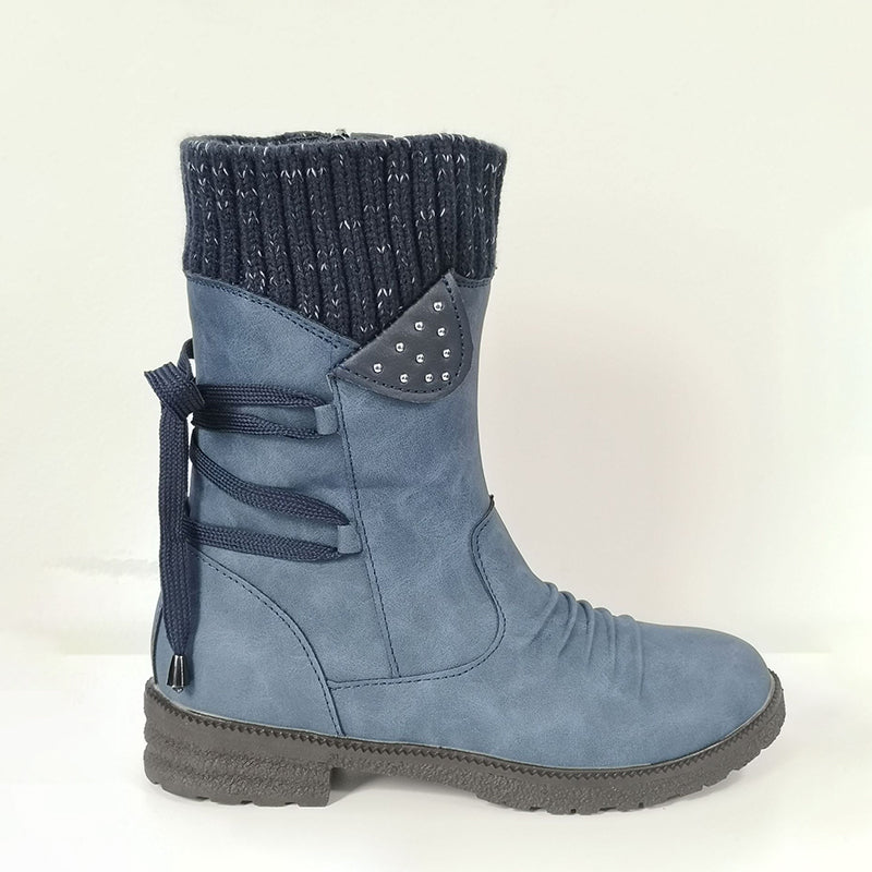 HelloBoots koe leer met hoge top winter laarzen