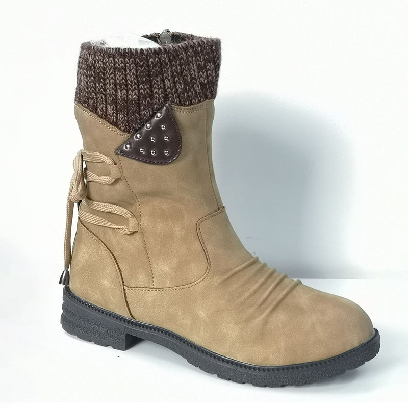 HelloBoots koe leer met hoge top winter laarzen