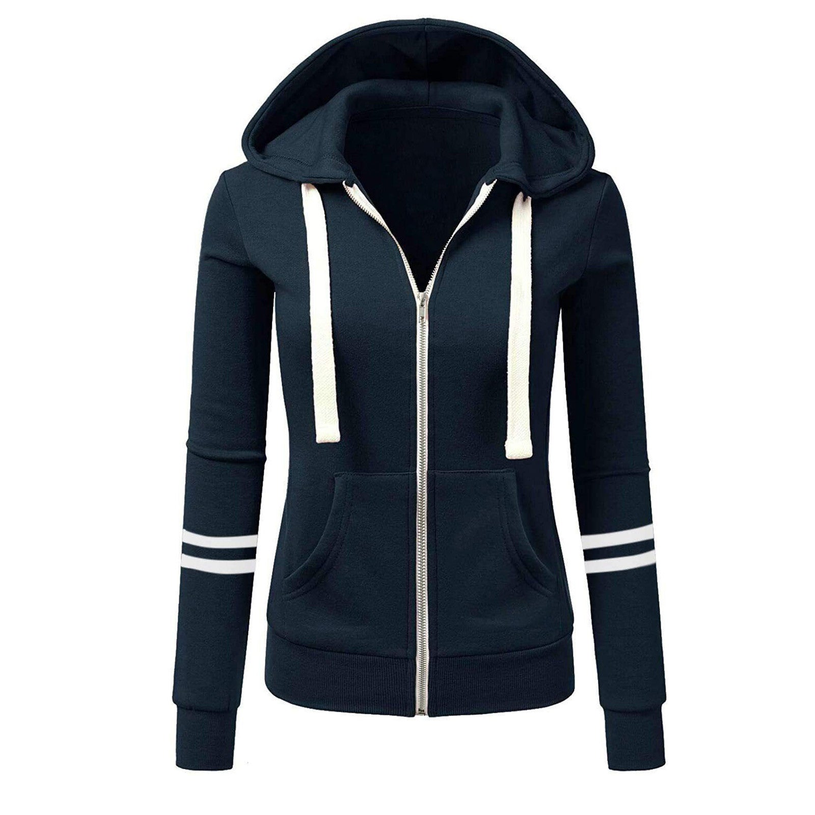 Solaris Slanke Wollen Hoodie met Rits