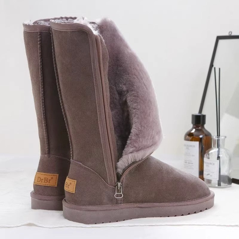 HelloBoots Hoge winddichte winterlaarzen van bruin bont