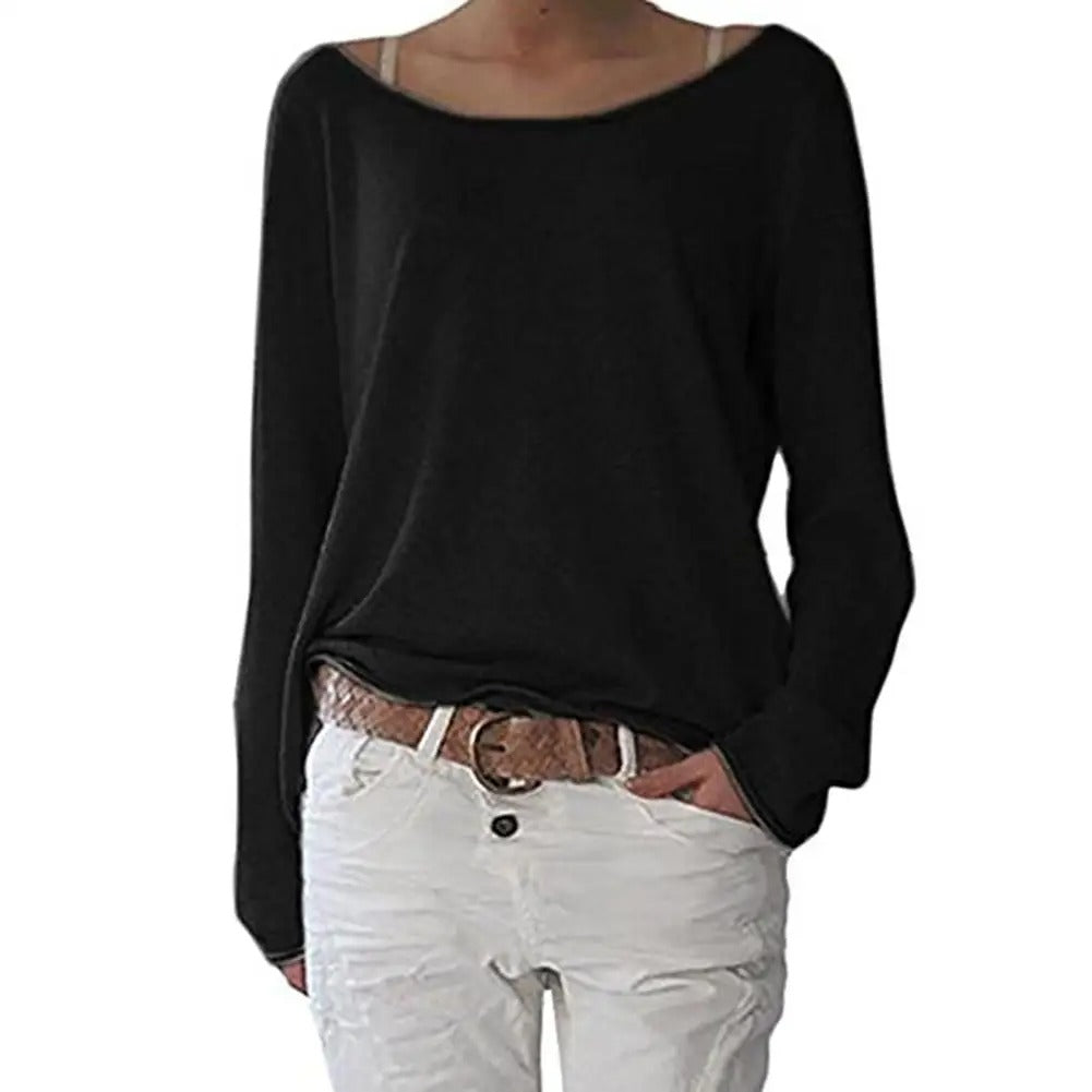 Lieve Los Casual Gebreid Dames Shirt met Lange Mouwen