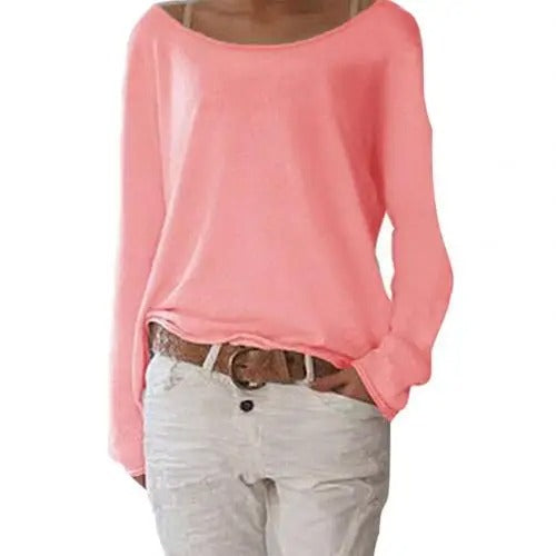 Lieve Los Casual Gebreid Dames Shirt met Lange Mouwen