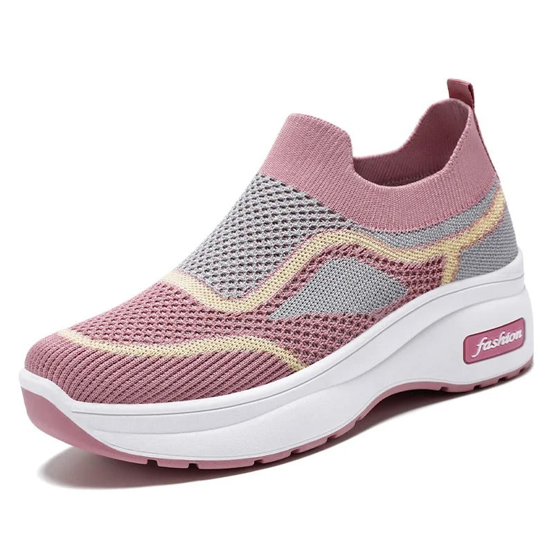 HiSneakers roze dikke zool hol patroon Arch fit sneakers