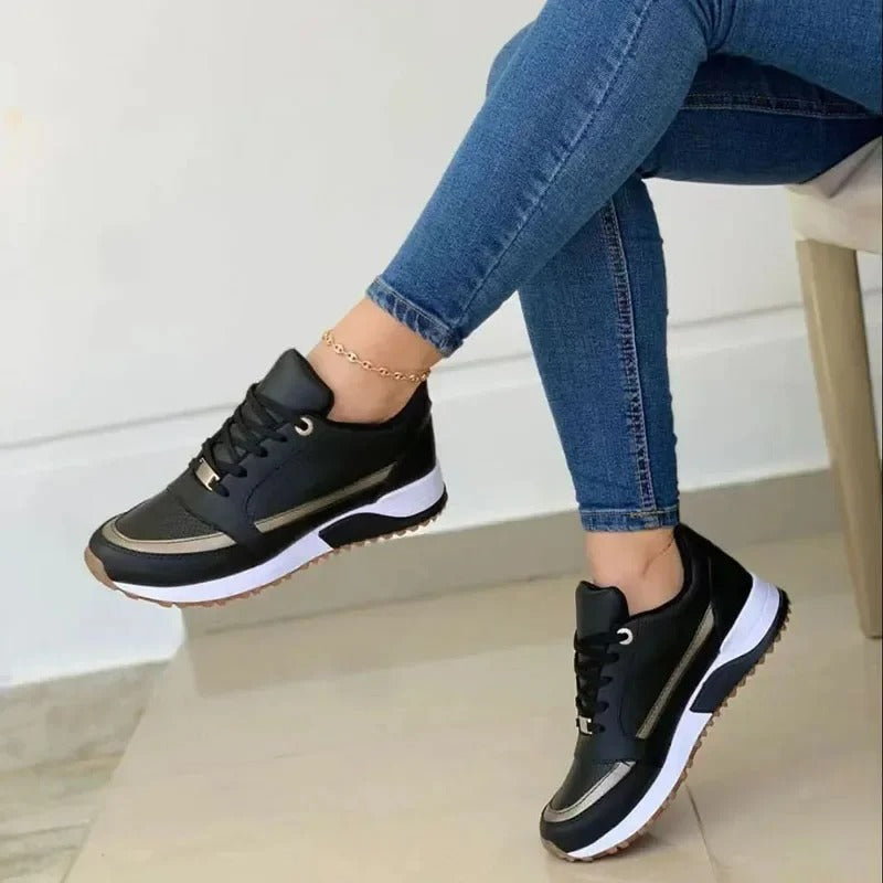 HiSneakers® platte zool driekleur dames Orthopedische wandelschoenen