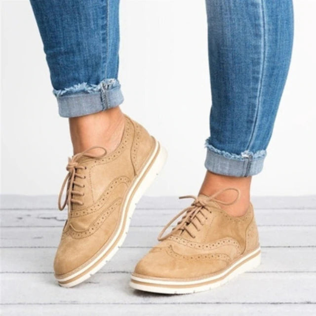 HelloSneakers Vrouwen Flats Schoenen Oxfords Cut-Outs Lace Up Platform Schoenen