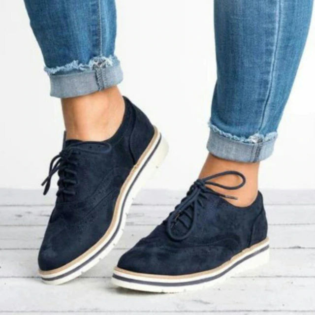 HelloSneakers Vrouwen Flats Schoenen Oxfords Cut-Outs Lace Up Platform Schoenen