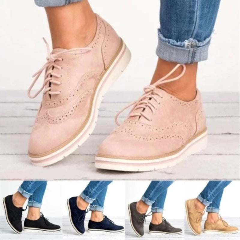 HelloSneakers Vrouwen Flats Schoenen Oxfords Cut-Outs Lace Up Platform Schoenen