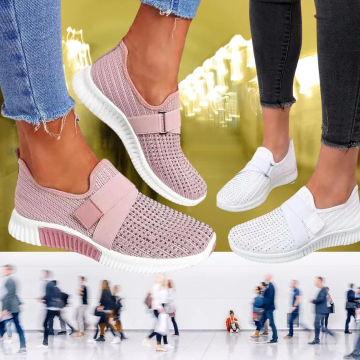 HiSneakesr Slip On Dames Sneakers Met Klittenband | Verbeter je loophouding!