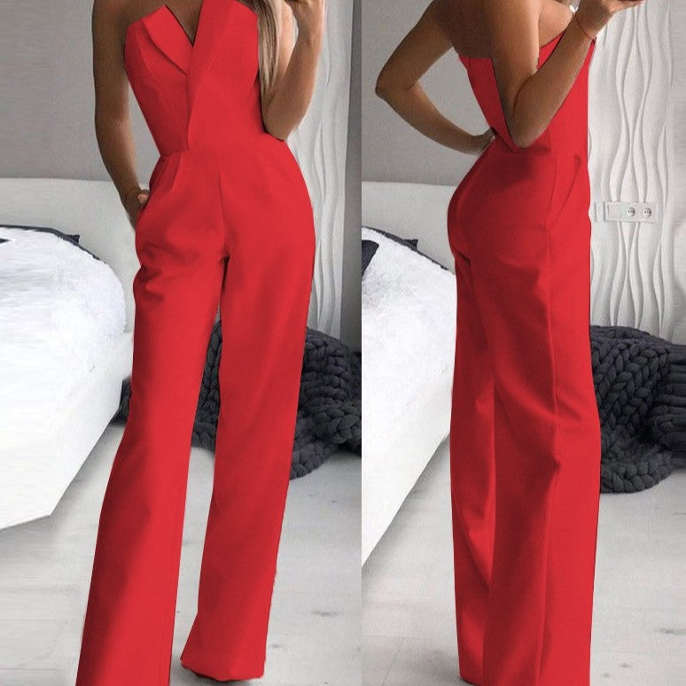 MonAmi Rode mouwloze jumpsuit